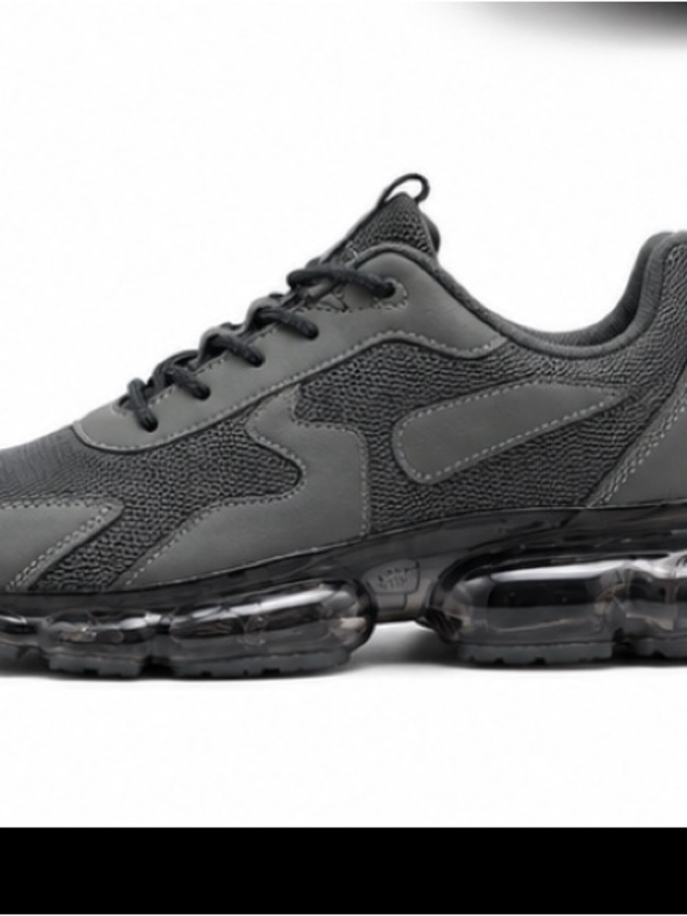 Men's Black Athletic Sneakers with Air-Cushion Sole